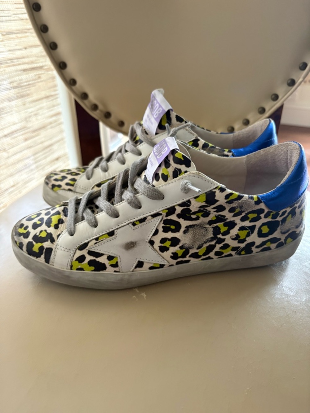 GGDB Leopard Print Low-Top Sneakers Blue Accent excellent condition! EU 37/US 7